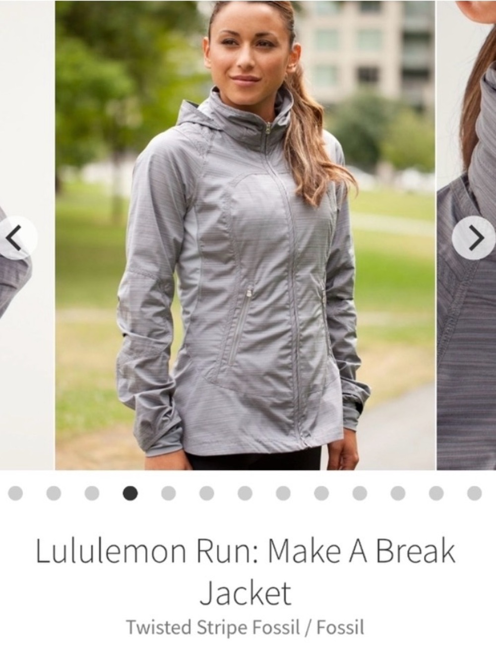 lululemon athletica Make A Break Jacket - Fossil Gray Twisted Stripe Sz 6 Run